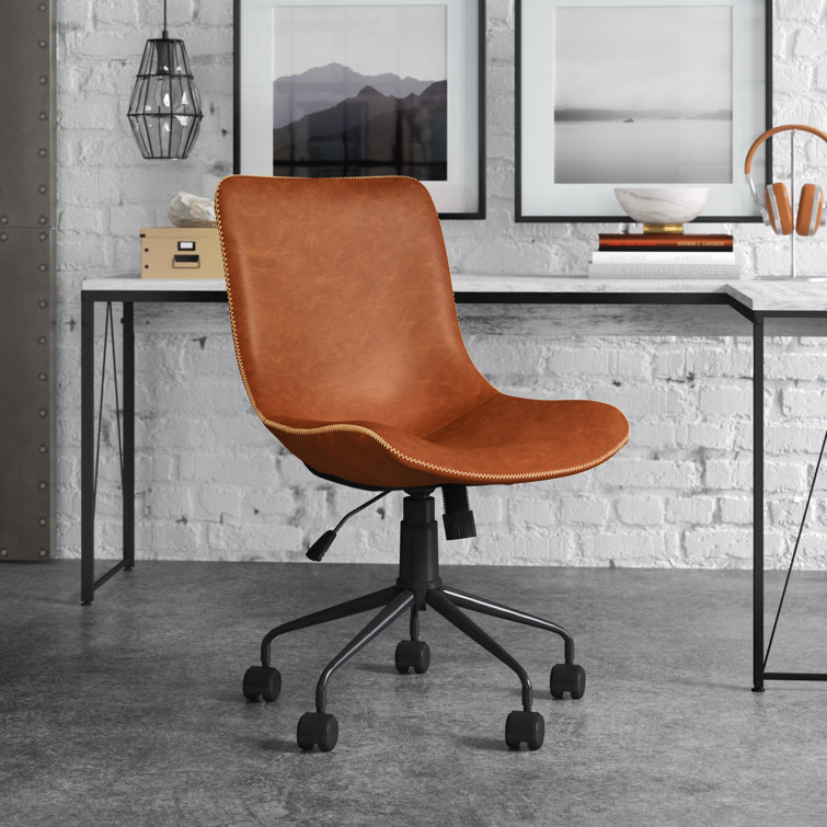 Steelside™ Erika Vintage Upholstered Faux Leather Task Chair & Reviews
